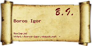Boros Igor névjegykártya